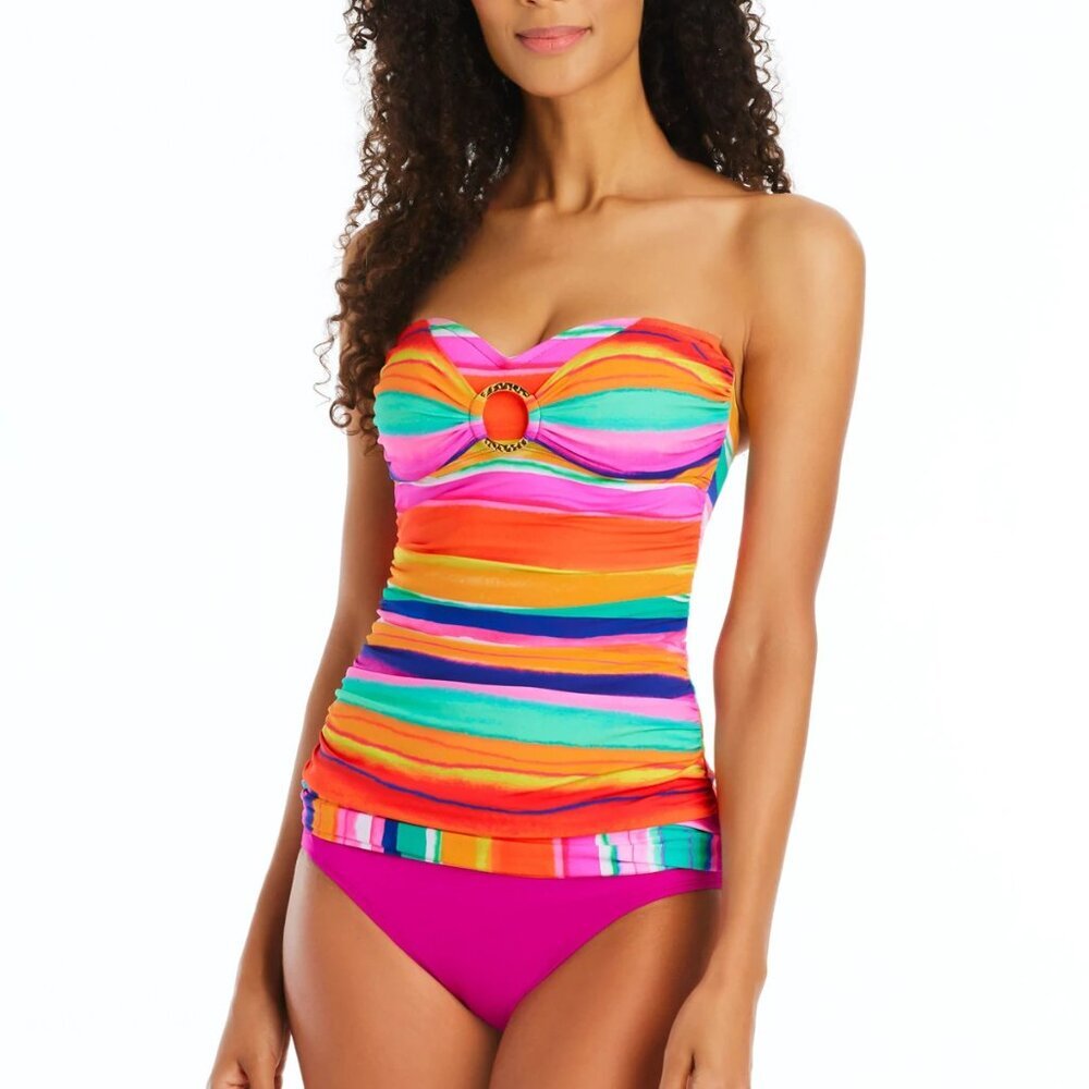 NWT Bleu Rod Beattie Winning Streak Draped Bandeau Tankini Top & Botton Set 14